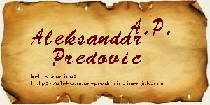 Aleksandar Predović vizit kartica